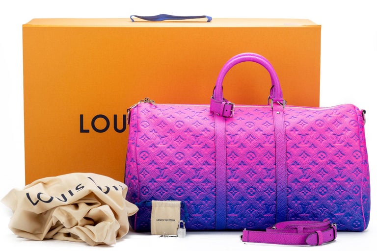 Louis Vuitton Illusion Keepall 50 pink purple gradient duffle bag Virgil  Abloh