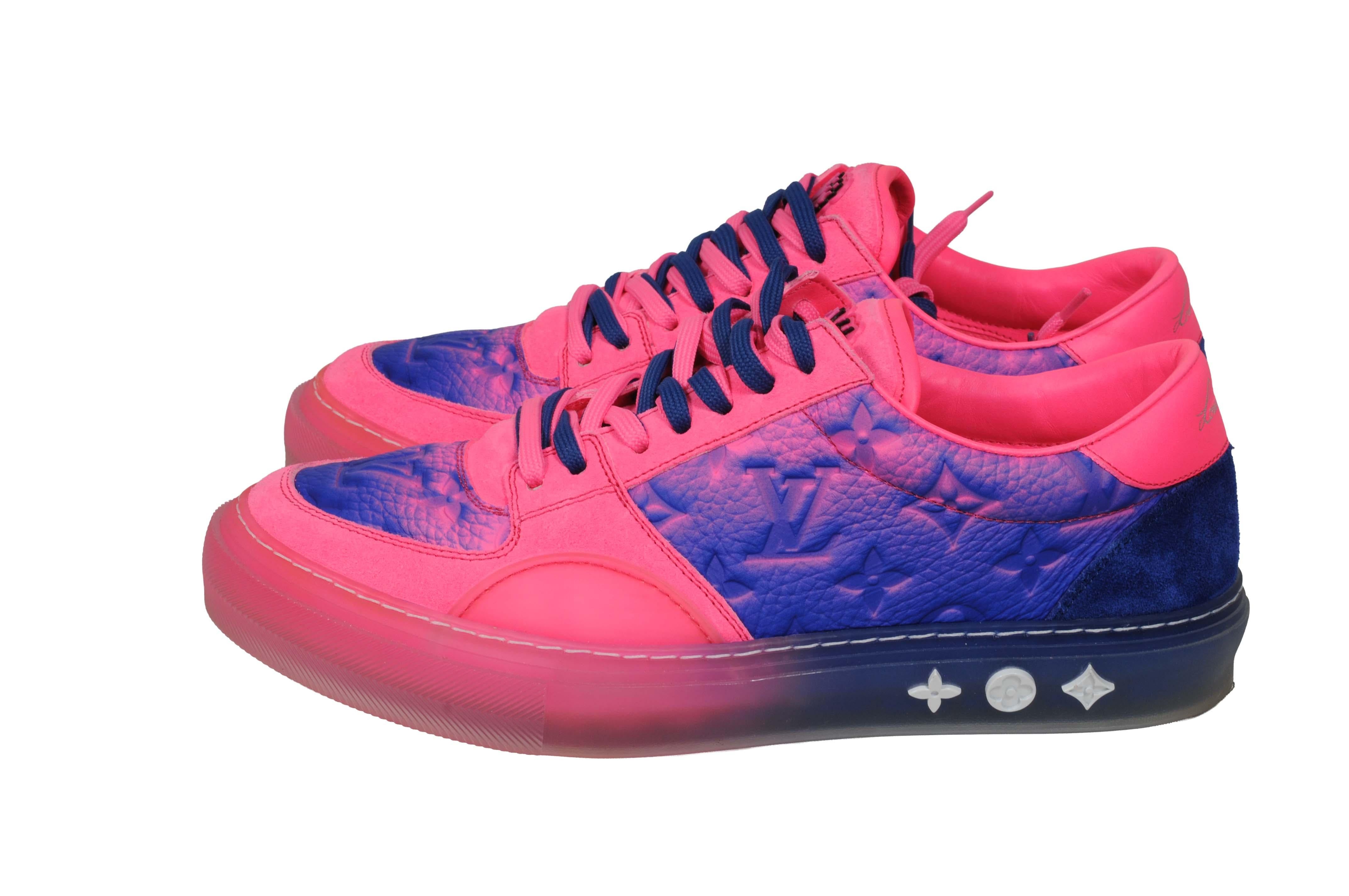 Louis Vuitton Illusion Ollie Low Top Sneakers US 7.5 UK 6.5 Rosa Blau Gradient im Zustand „Hervorragend“ im Angebot in North Miami, FL