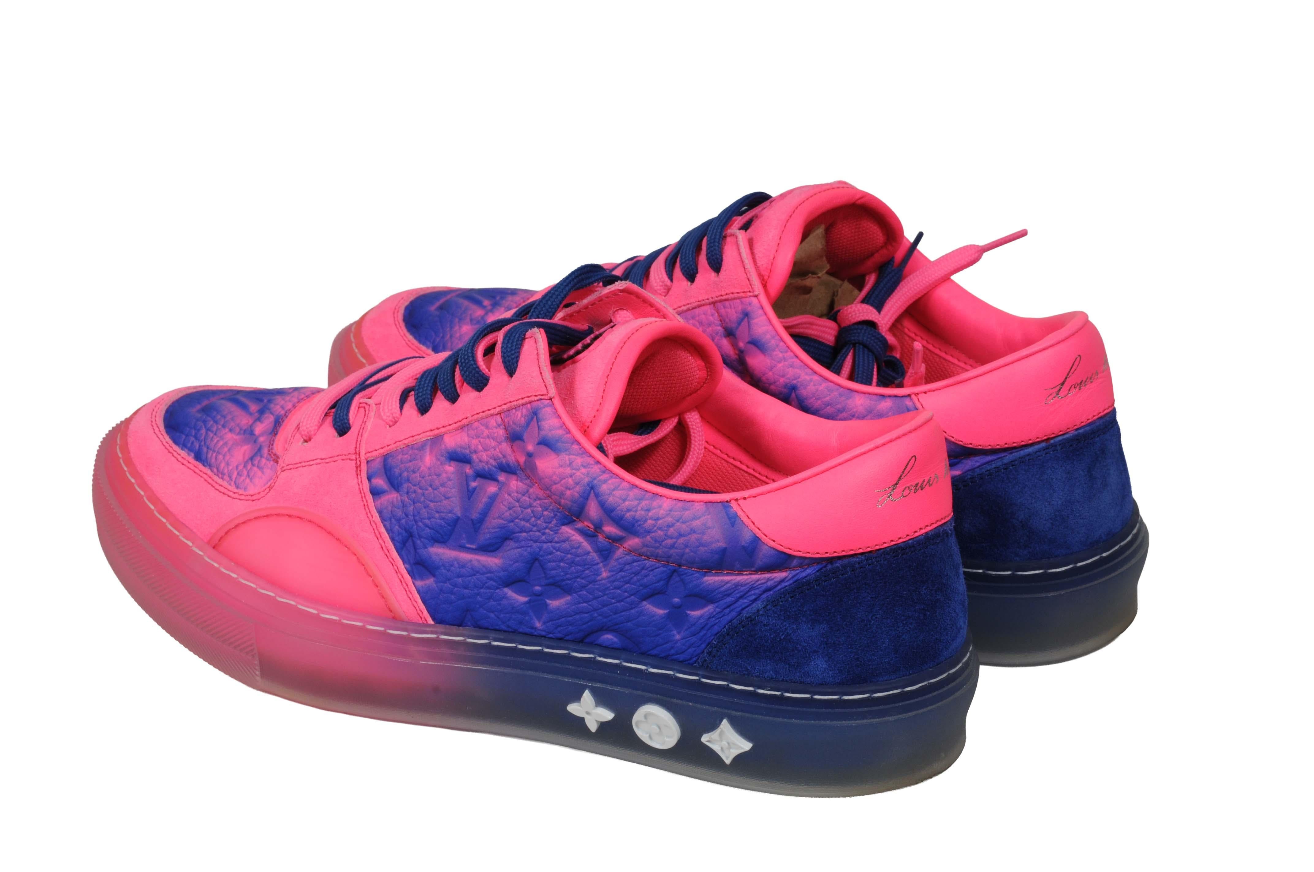 Louis Vuitton Illusion Ollie Low Top Sneakers US 7.5 UK 6.5 Rosa Blau Gradient Damen im Angebot