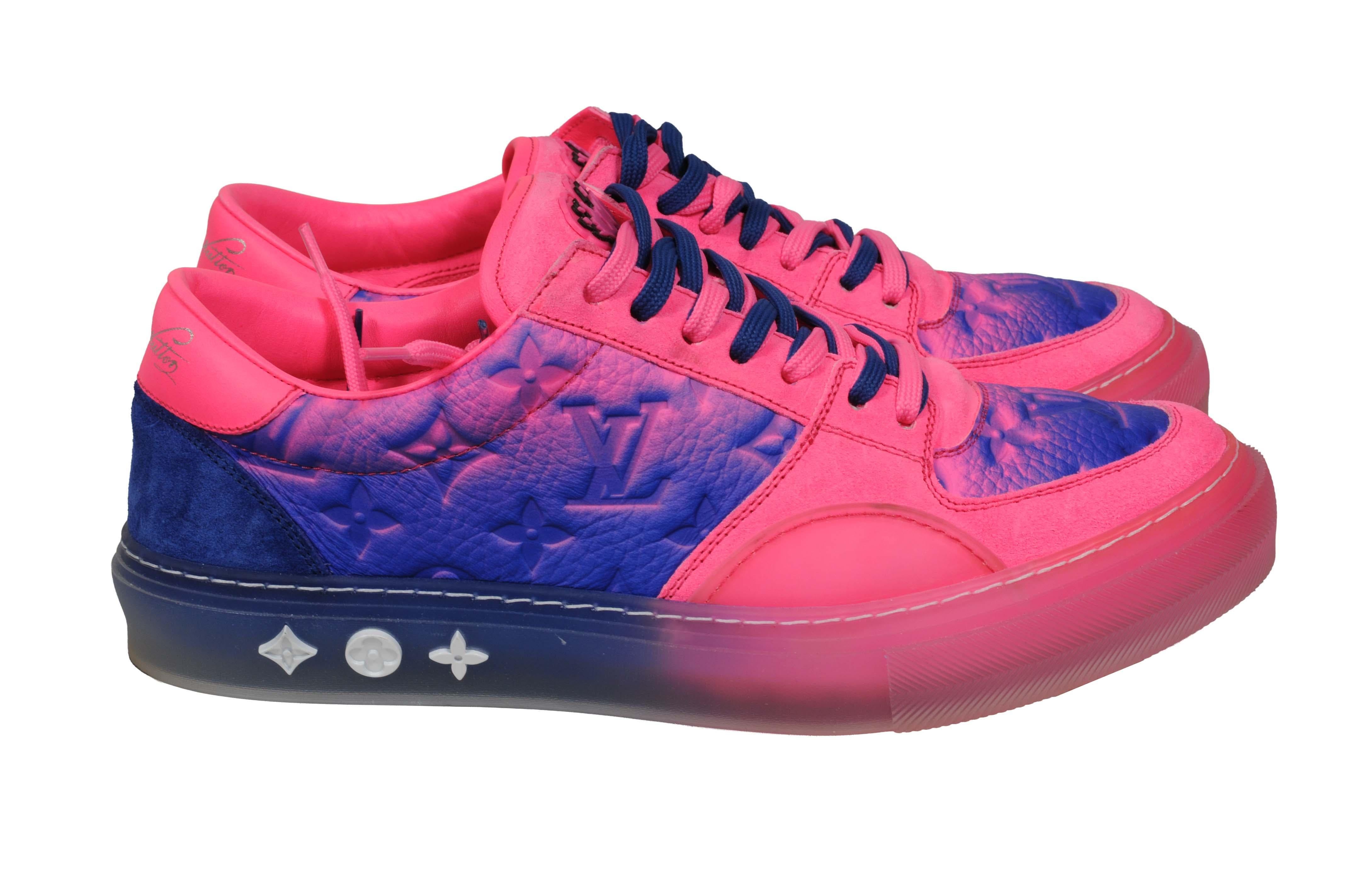 Louis Vuitton Illusion Ollie Low Top Sneakers US 7.5 UK 6.5 Rosa Blau Gradient im Angebot 3