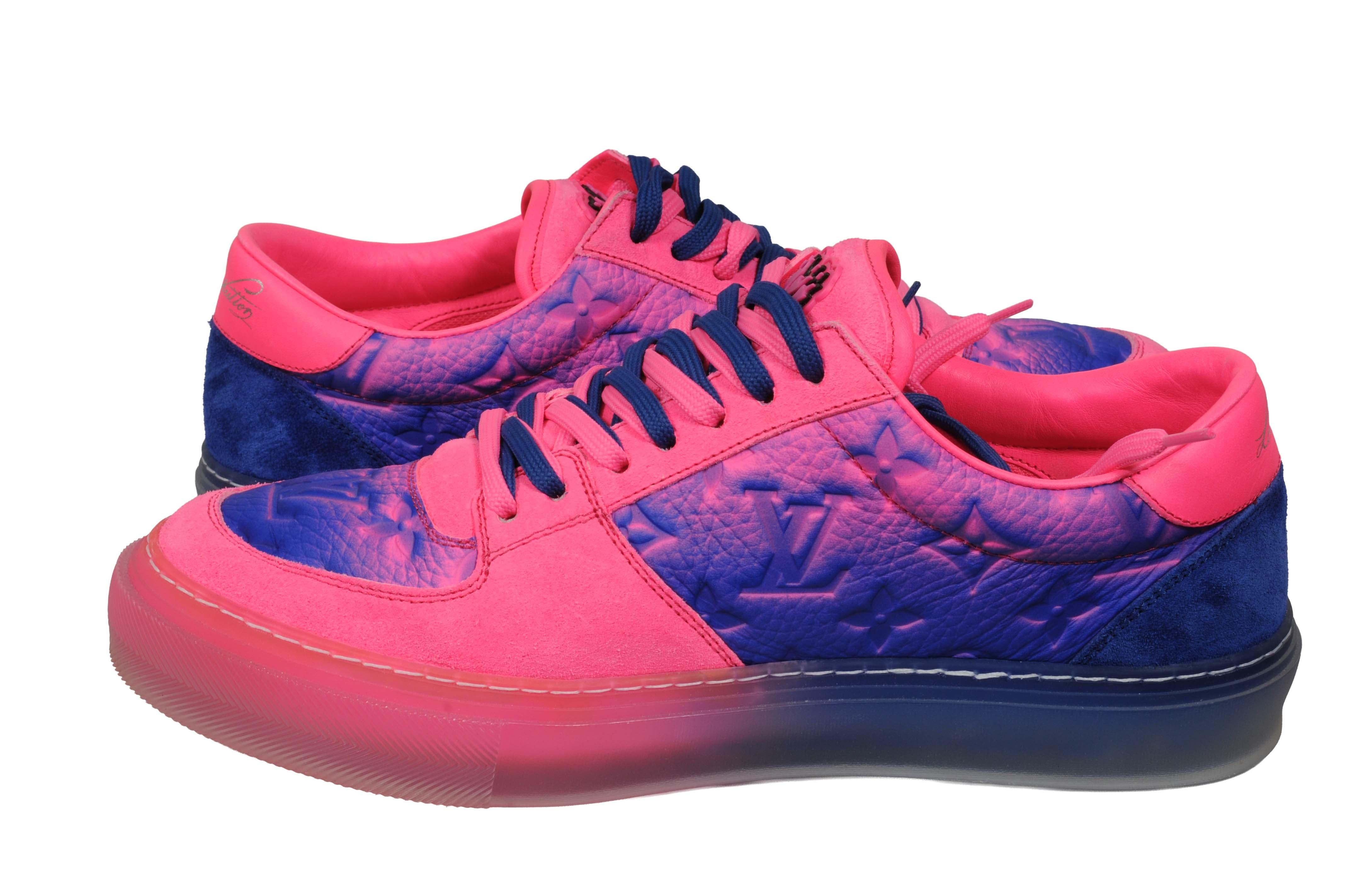 Louis Vuitton Illusion Ollie Low Top Sneakers US 7.5 UK 6.5 Rosa Blau Gradient im Angebot 4