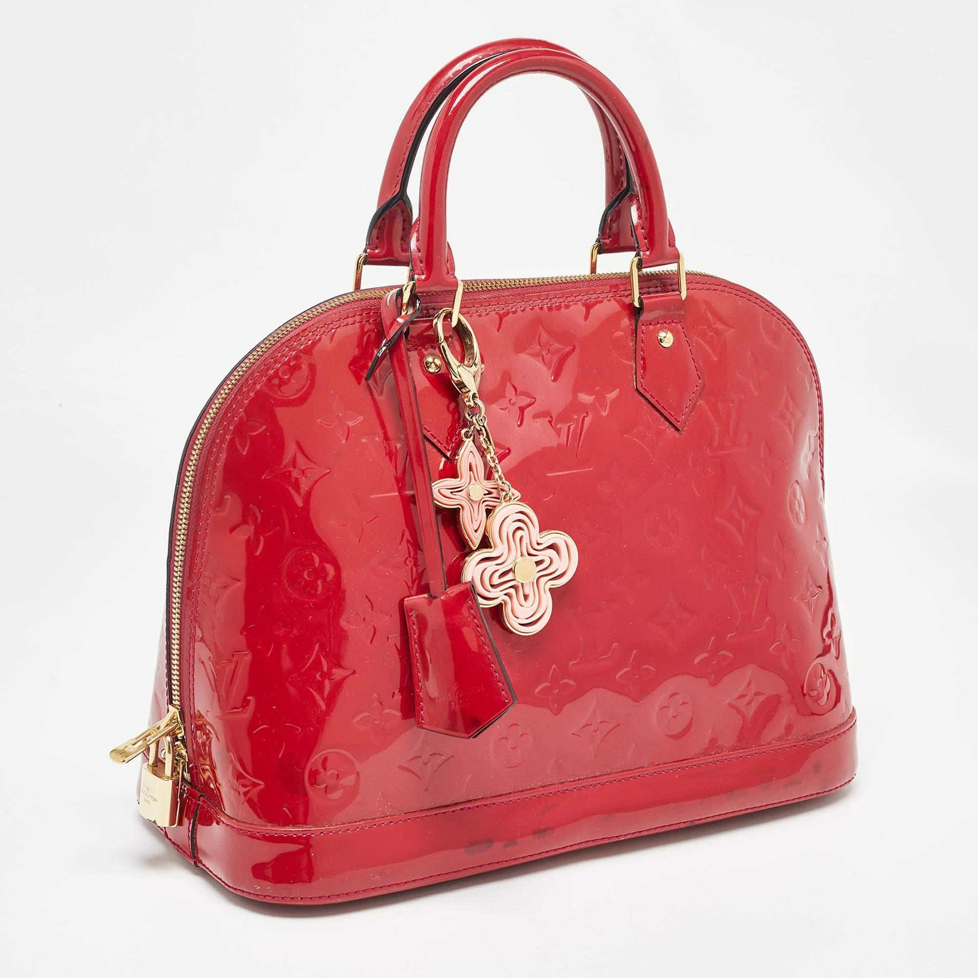 Red Louis Vuitton Indian Rose Monogram Vernis Alma PM Bag
