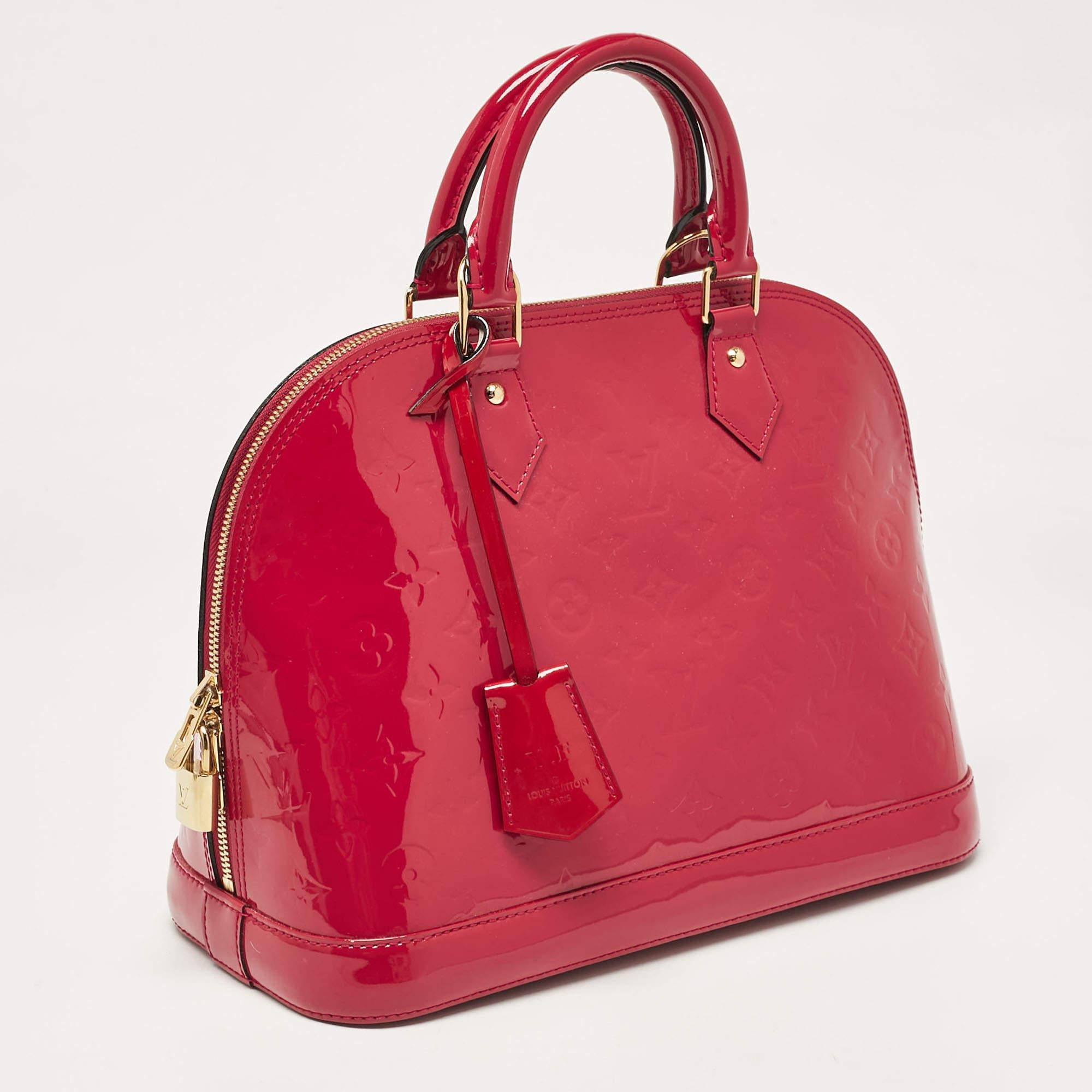 Red Louis Vuitton Indian Rose Monogram Vernis Alma PM Bag For Sale