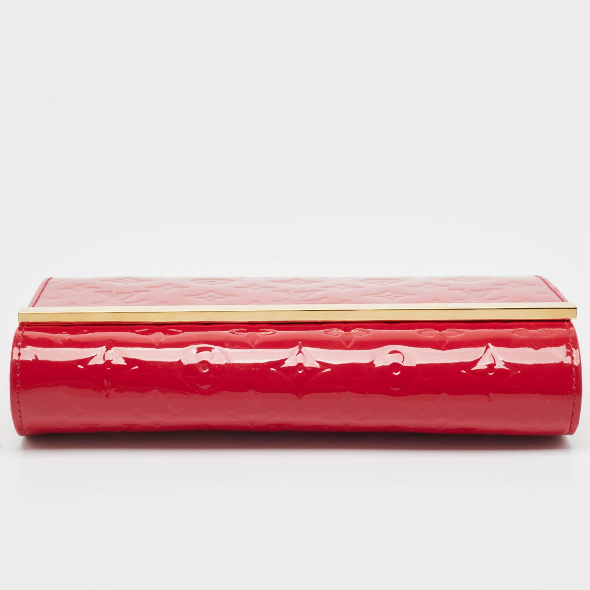 Louis Vuitton Indian Rose Monogram Vernis Ana Clutch Bag For Sale 3