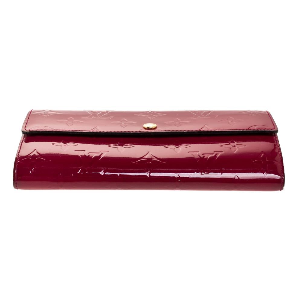 Louis Vuitton Indian Rose Monogram Vernis Leather Flap Continental Wallet In Fair Condition In Dubai, Al Qouz 2