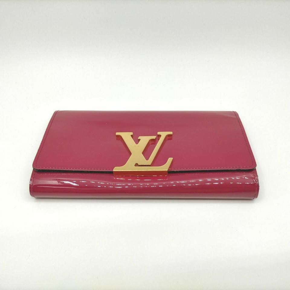 Louis Vuitton Indian Rose Portefeuille Louise Wallet Flap Pink Vernis 861159 In Good Condition For Sale In Dix hills, NY