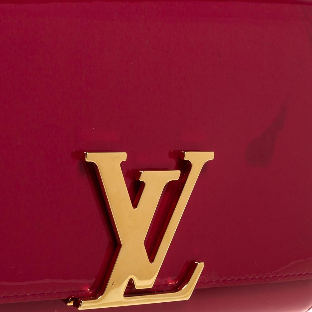 Red Louis Vuitton Indian Rose Vernis Leather Louise Clutch