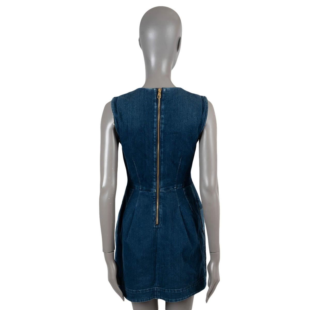 Women's LOUIS VUITTON indigo blue cotton 2013 PATCHWORK DENIM Dress 38 S For Sale