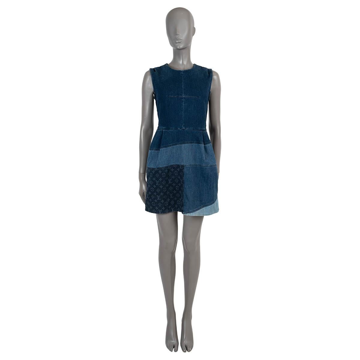 LOUIS VUITTON indigo blue cotton 2013 PATCHWORK DENIM Dress 38 S 1