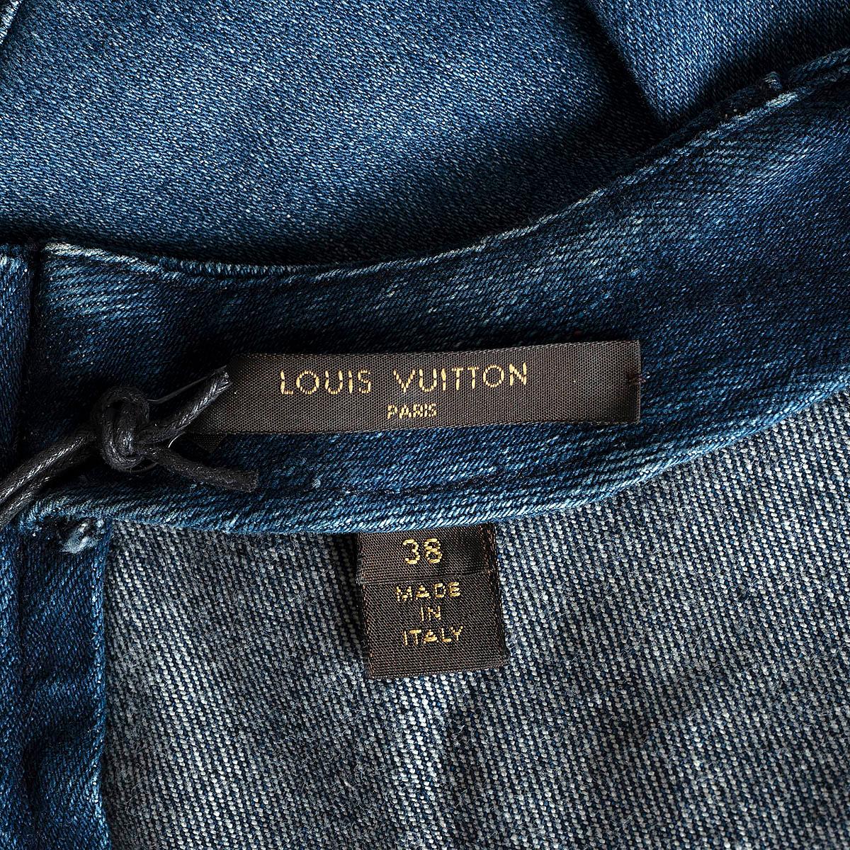 LOUIS VUITTON indigo blue cotton 2013 PATCHWORK DENIM Dress 38 S For Sale 4