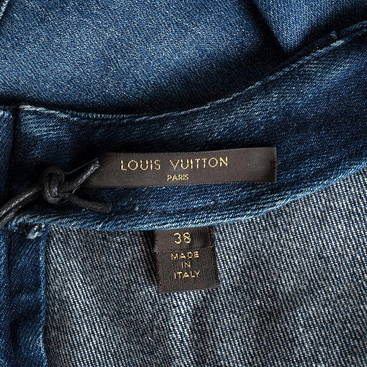 LOUIS VUITTON indigo blue cotton 2013 PATCHWORK DENIM Dress 38 S 4