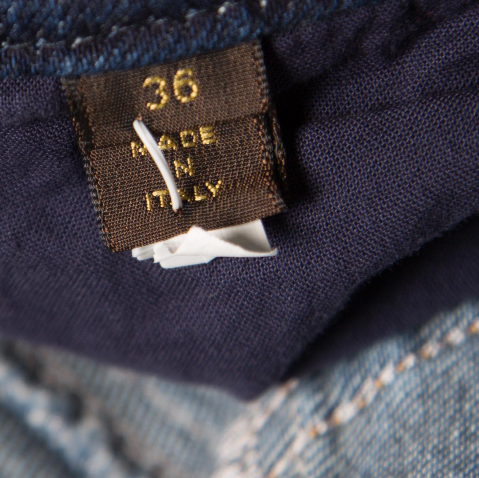 Louis Vuitton Indigo Dark Wash Denim Skinny Jeans S In Good Condition In Dubai, Al Qouz 2
