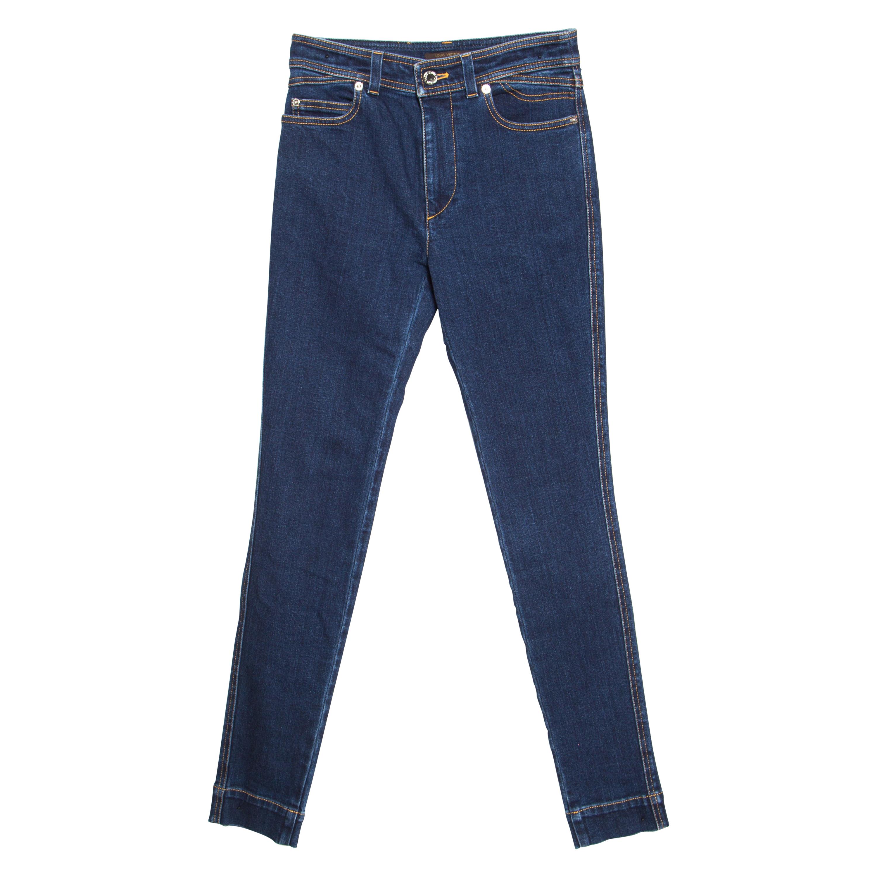 Louis Vuitton Washed Denim Women's Blue Skinny Jeans Size 28 EUC,  $1,500