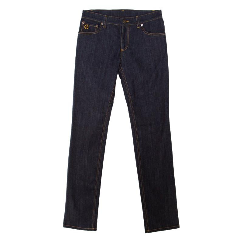 Louis Vuitton Indigo Dark Wash Denim Straight Fit Jeans S