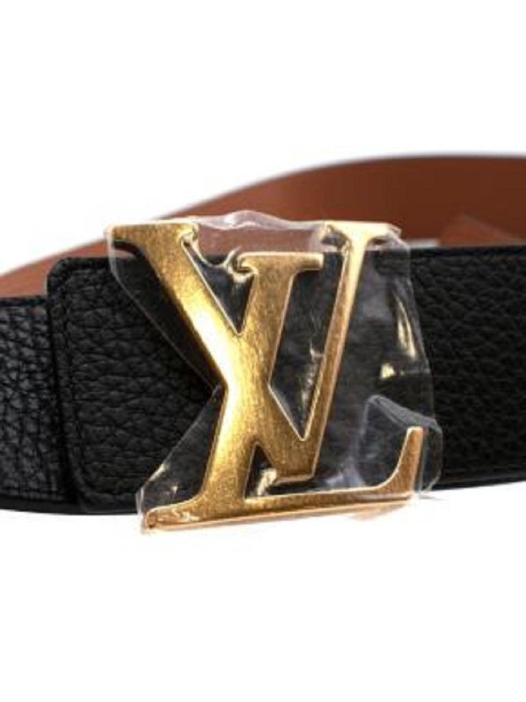 Louis Vuitton Black/Brown Leather LV Initiales Reversible Belt 105