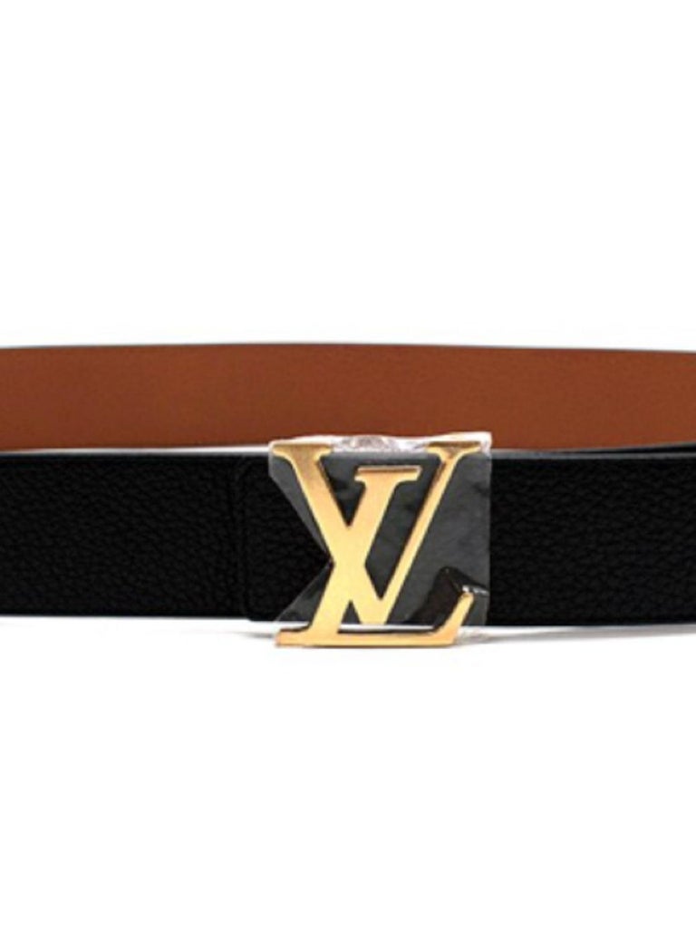 LOUIS VUITTON Damier Azur LV Initiales Men's Belt Size 80