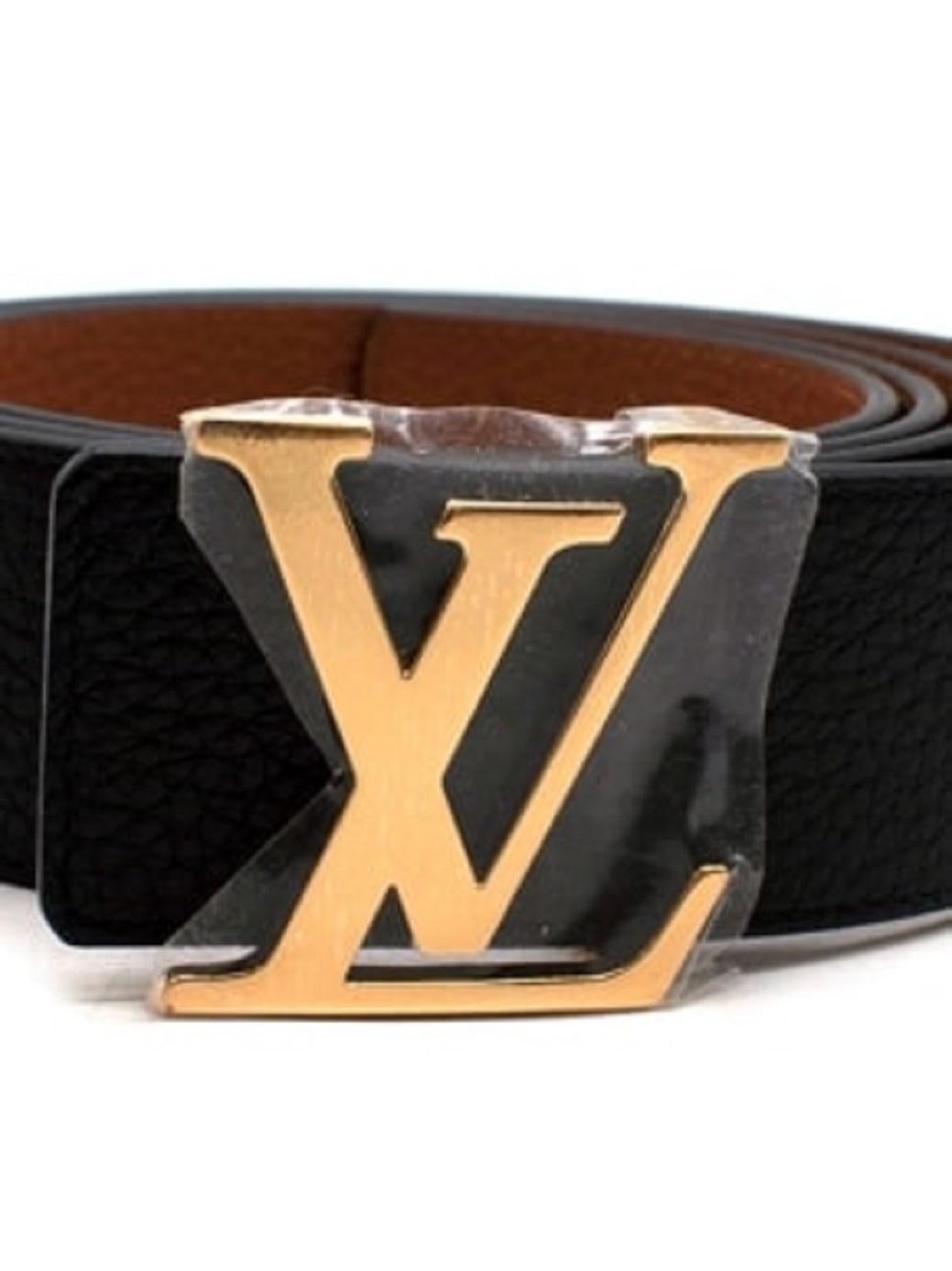 Louis Vuitton LV Initiales 30mm Reversible Belt Black + Cowhide. Size 110 cm