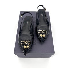 Louis Vuitton Insider Flat Slingback LV Monogram Patent Leather Flats Shoes 37.5