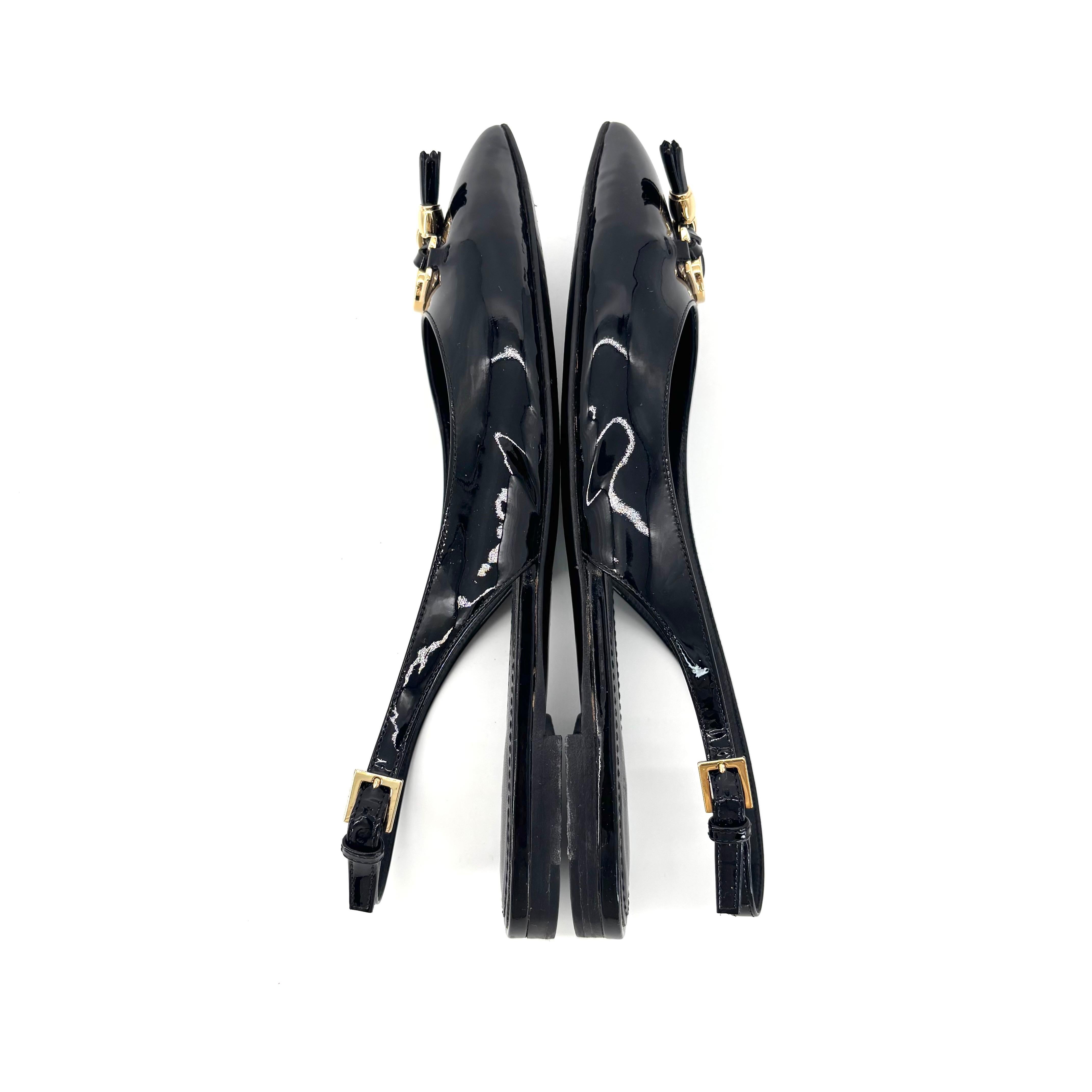 Louis Vuitton Insider Flat Slingback LV Monogram Patent Leather Flats Scarpe 37.5 In condizioni buone in vendita a Mechanicsville, VA