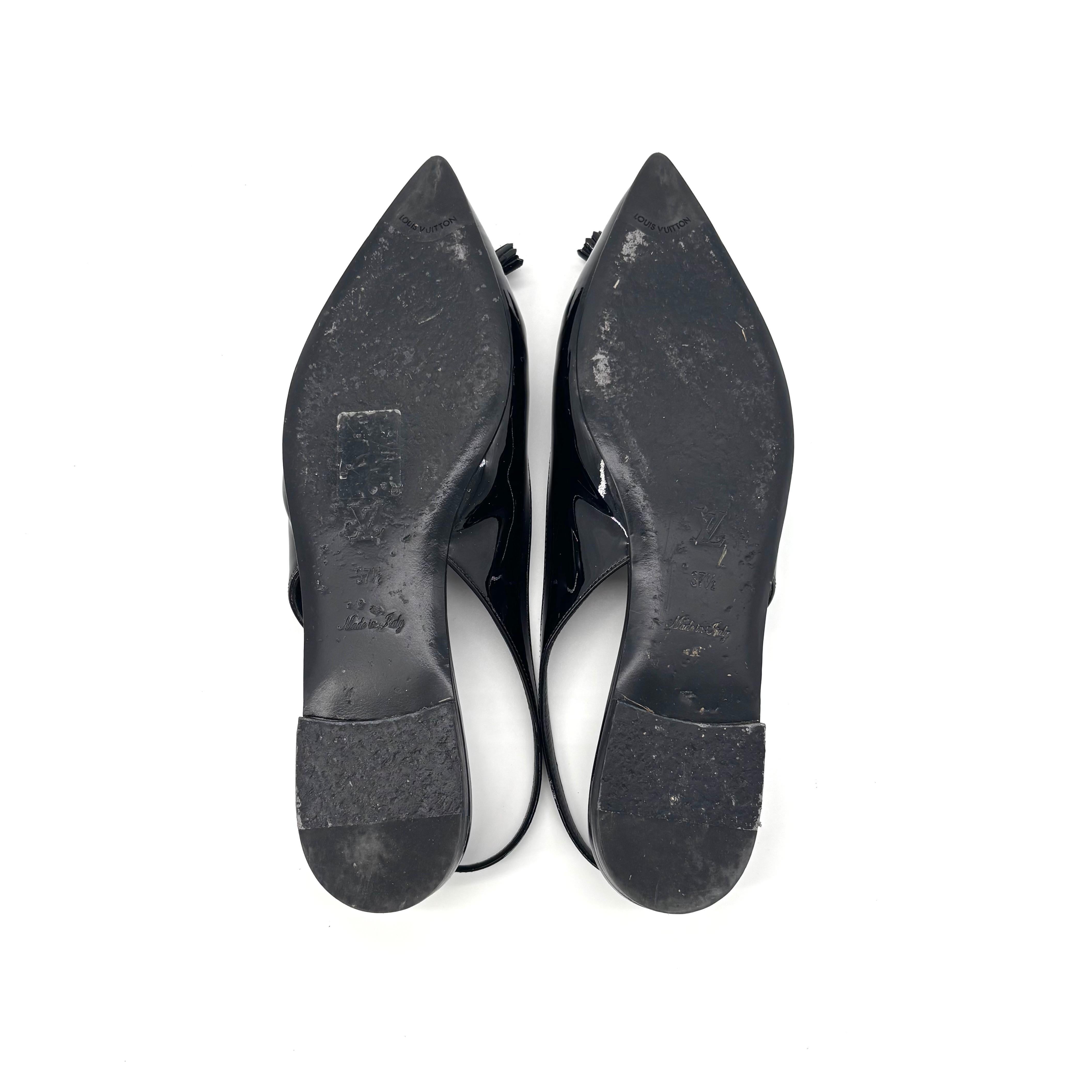 Donna Louis Vuitton Insider Flat Slingback LV Monogram Patent Leather Flats Scarpe 37.5 in vendita
