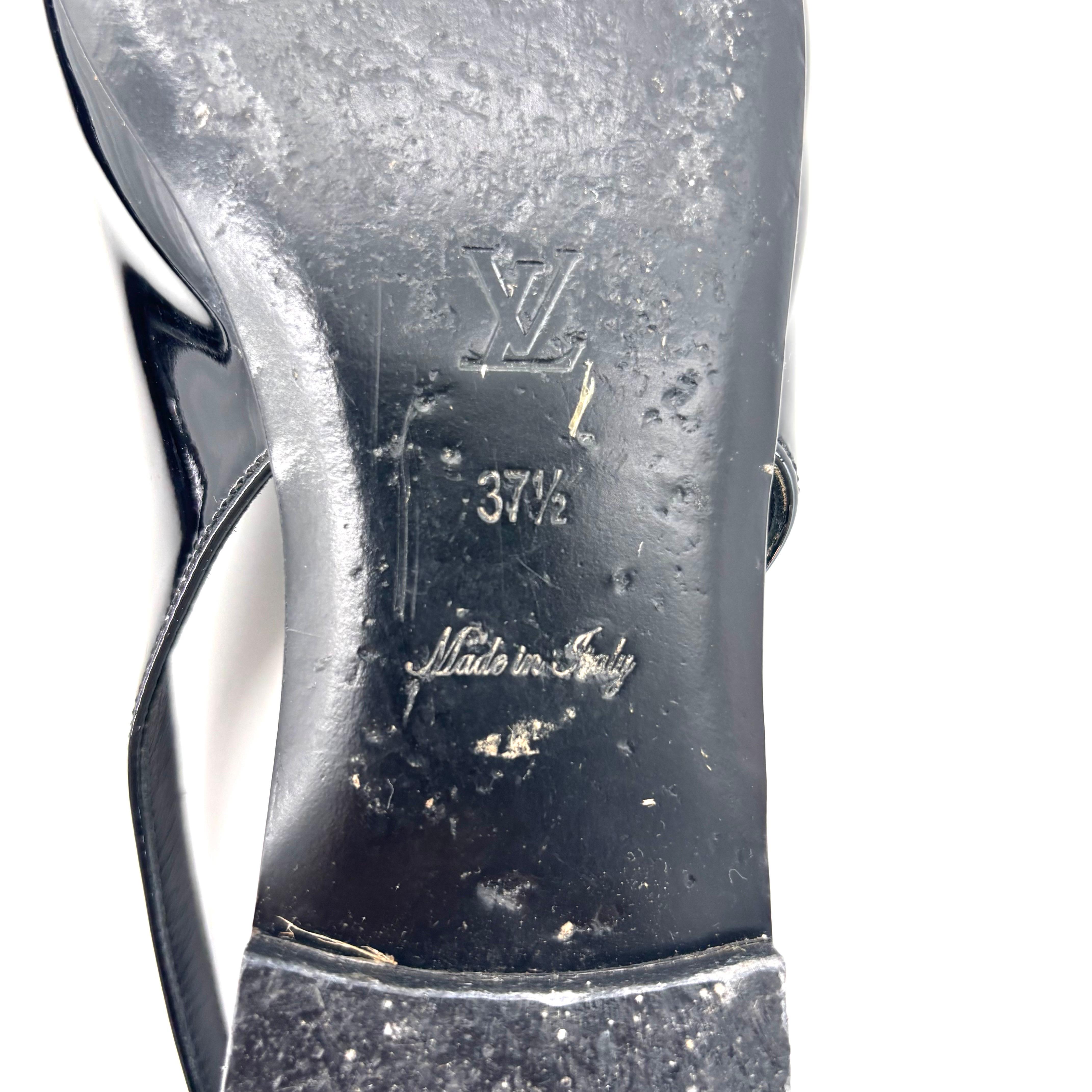 Louis Vuitton Insider Flat Slingback LV Monogram Patent Leather Flats Scarpe 37.5 in vendita 1