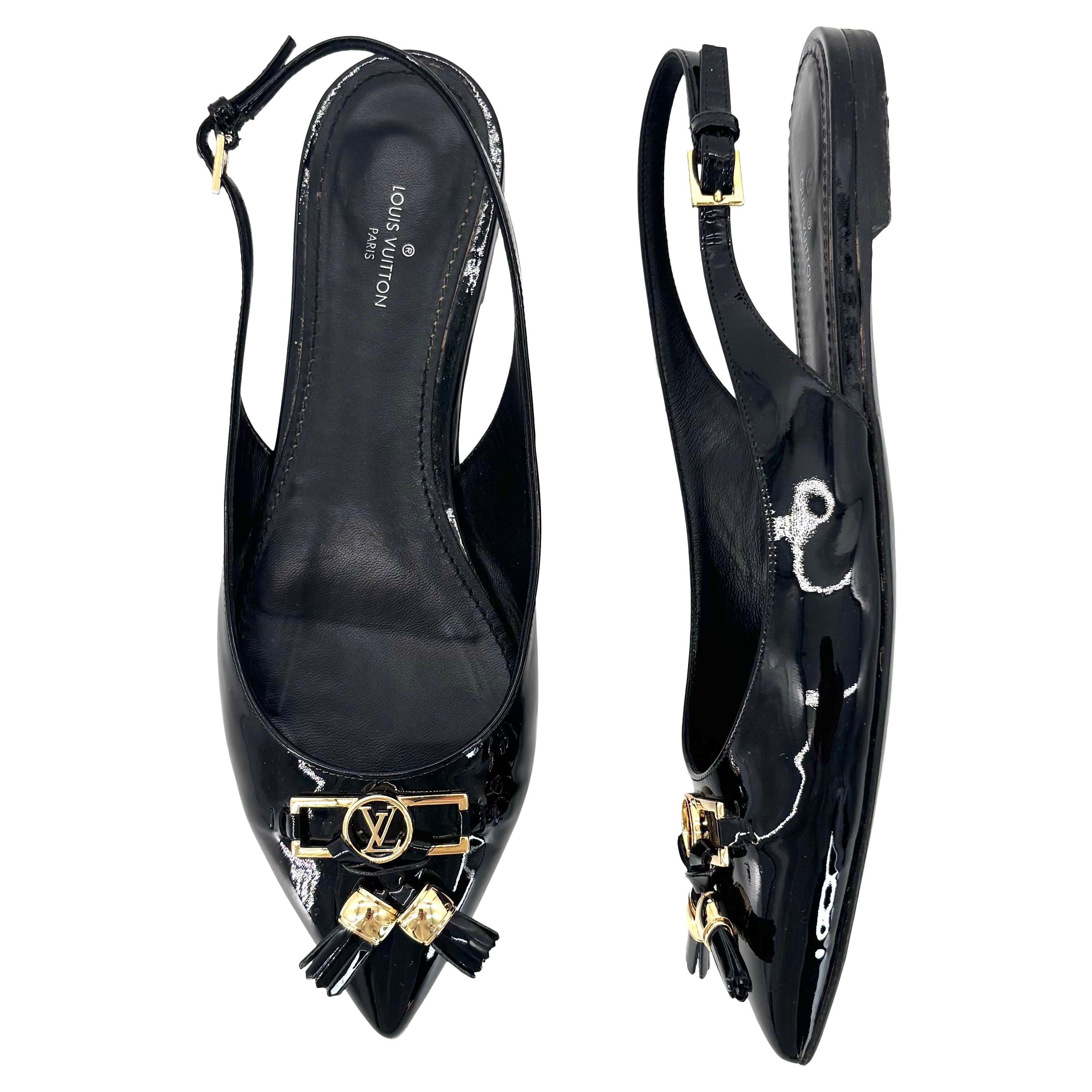 Louis Vuitton Insider Slingback LV Monogram Patent Leather Flats Shoes 37.5