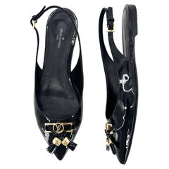 Louis Vuitton Insider Slingback LV Monogram Patent Leather Flats Shoes 37.5