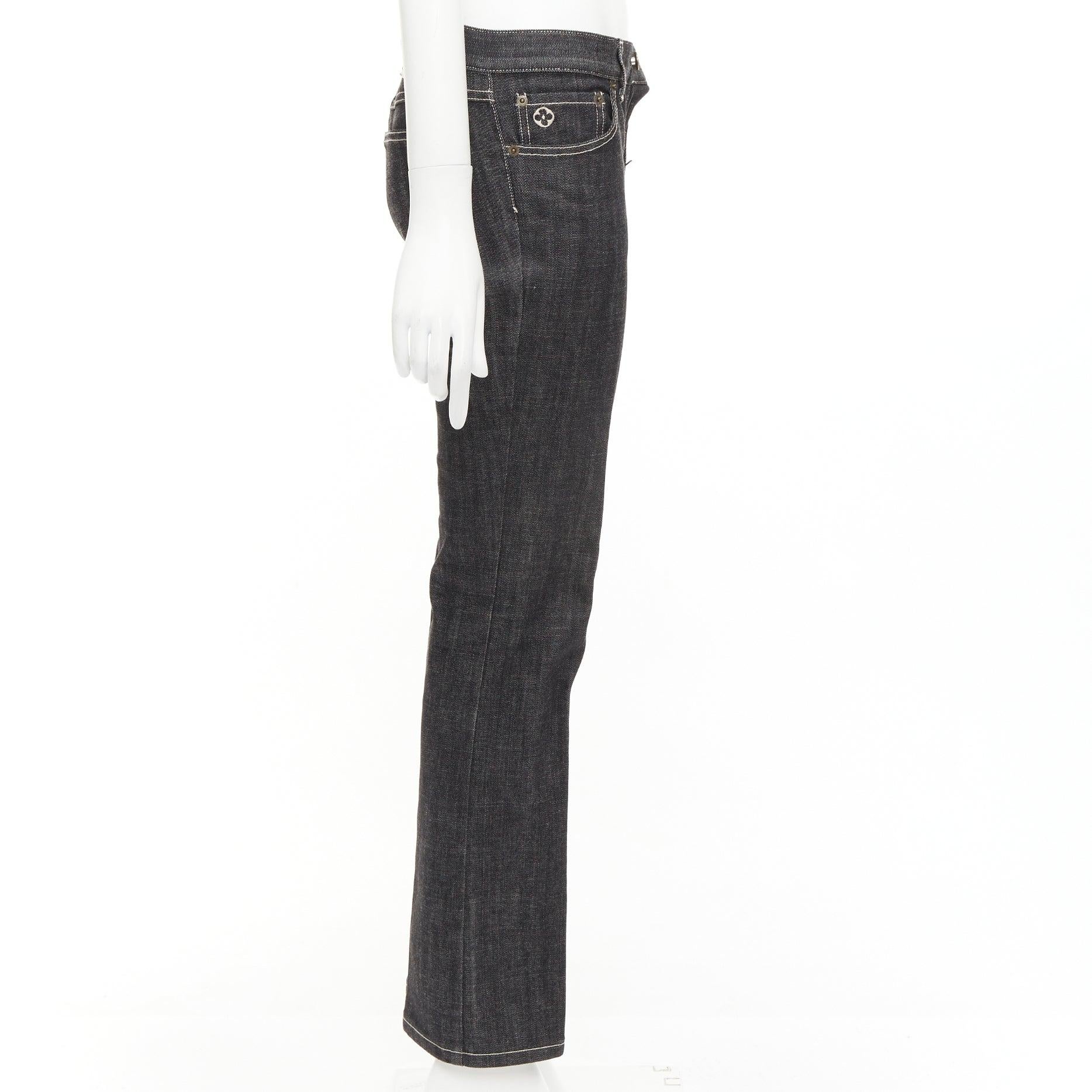 Black LOUIS VUITTON Inventeur toile denim grey logo bootcut jeans FR36 S