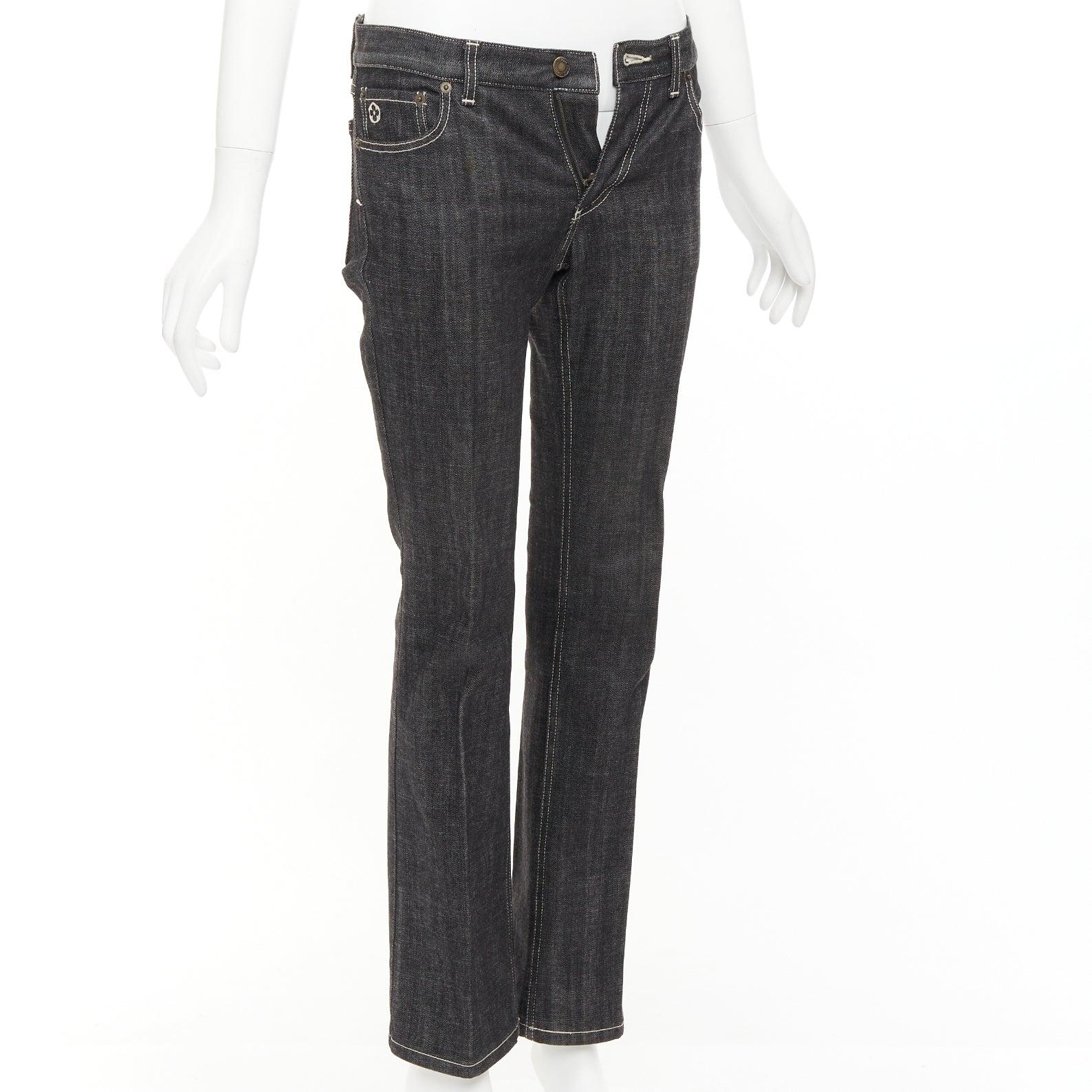 LOUIS VUITTON Inventeur toile denim grey logo bootcut jeans FR36 S In Good Condition In Hong Kong, NT