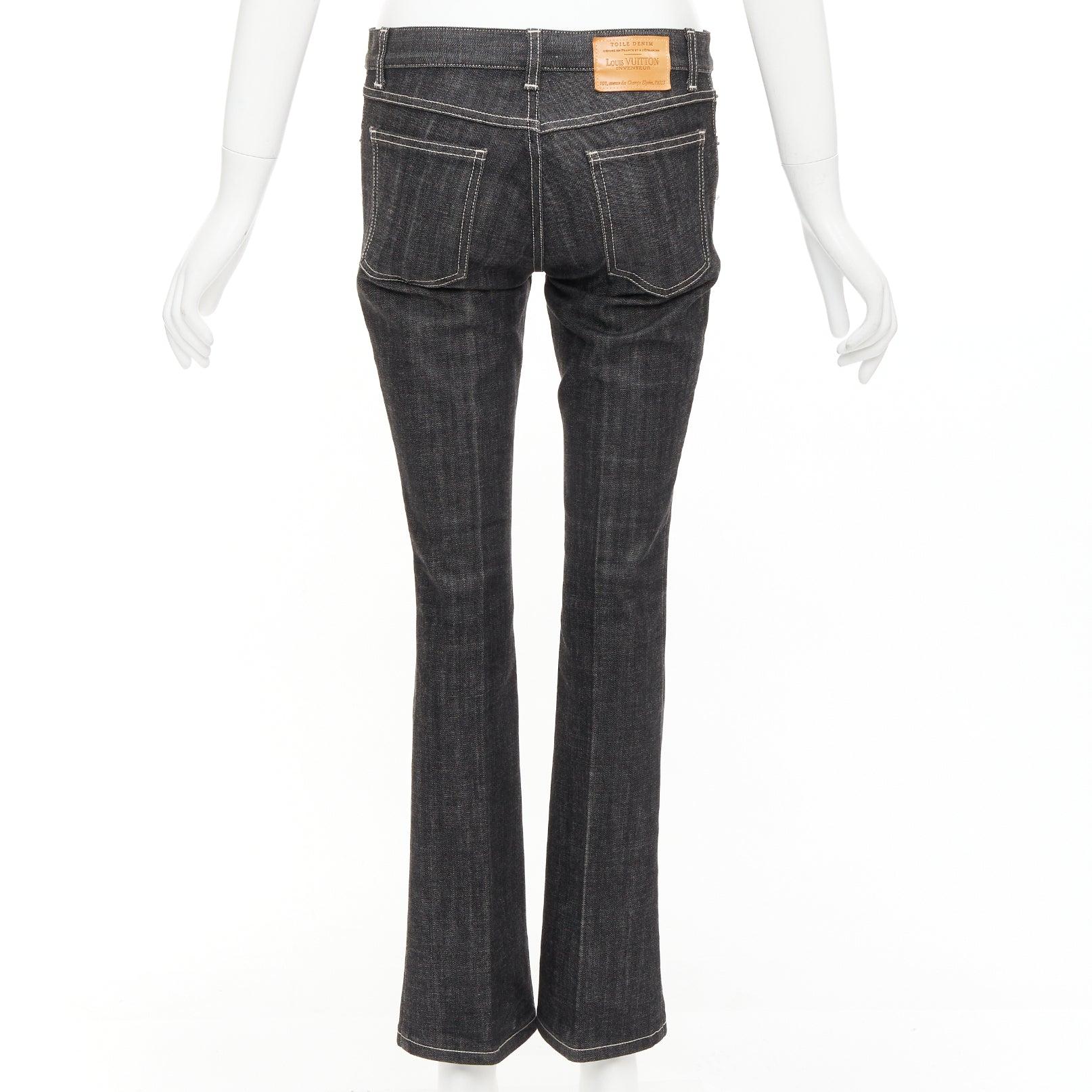 Women's LOUIS VUITTON Inventeur toile denim grey logo bootcut jeans FR36 S