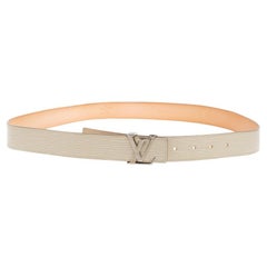 Louis Vuitton LV Chrome Logo and Epi Leather Belt at 1stDibs