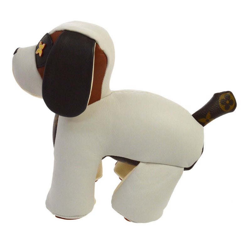 Louis Vuitton Ivory Brown Monogram Canvas Leather Toy Novelty Puppy Pet in  Box For Sale at 1stDibs