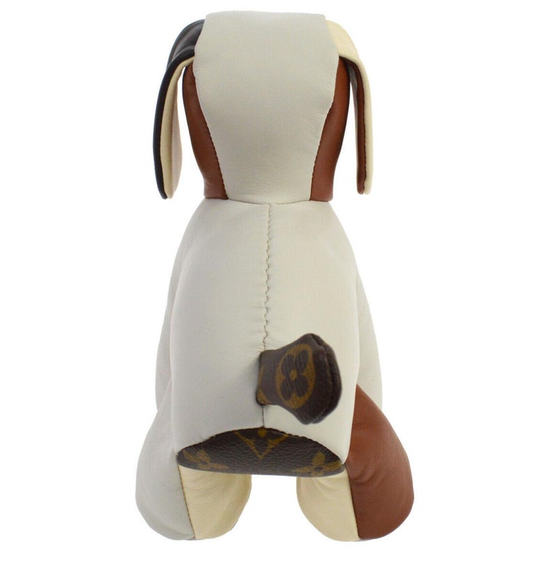 Louis Vuitton Ivory Brown Monogram Canvas Leather Toy Novelty Puppy Pet