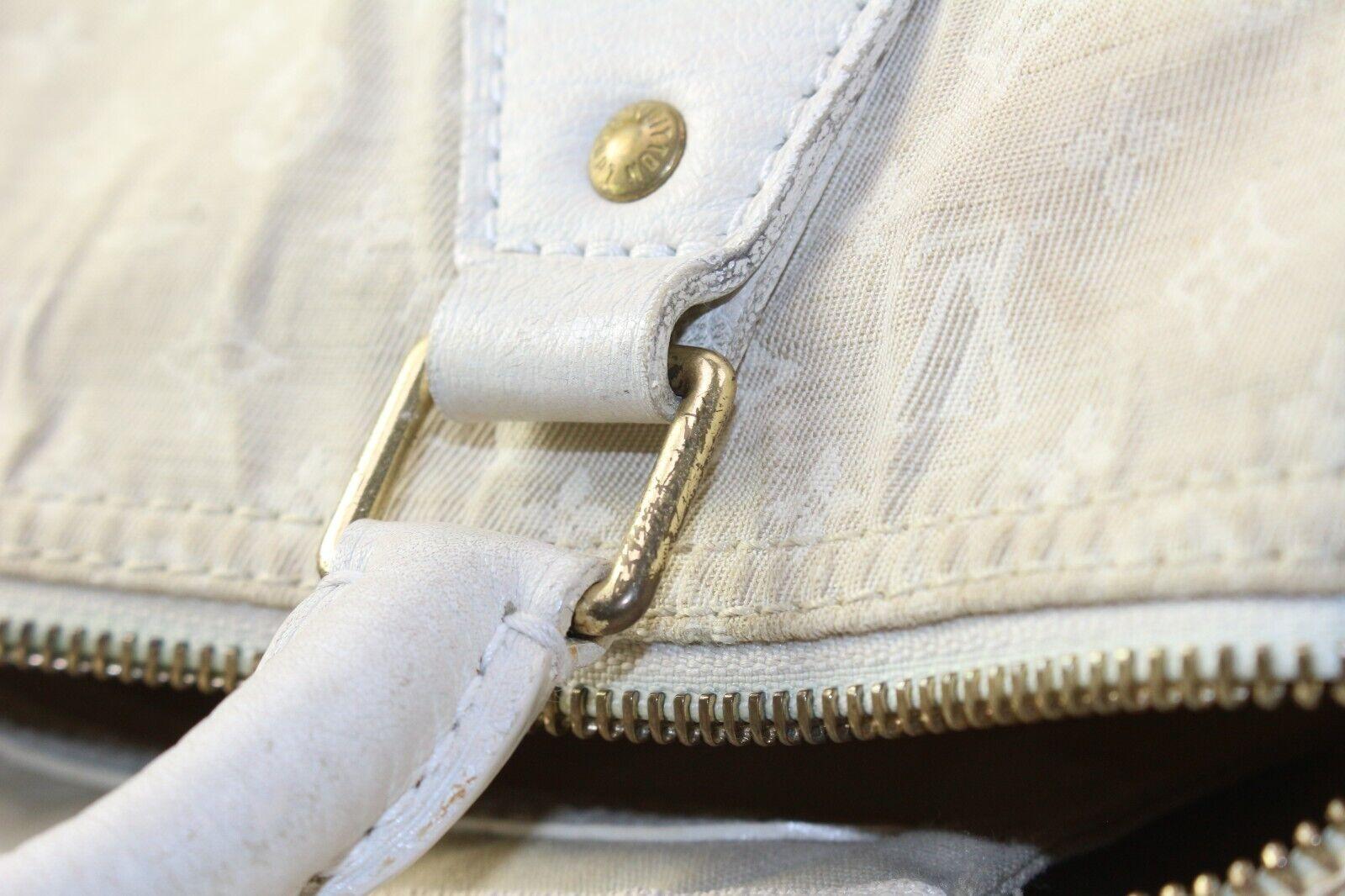 LOUIS VUITTON Ivory Denim Mini Lin Canvis Monogram Speedy 30 3LV1214K In Fair Condition For Sale In Dix hills, NY