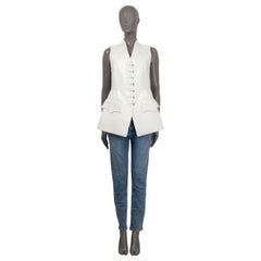LOUIS VUITTON ivory leather 2018 ASYMMETRIC Vest Jacket 34 XXS