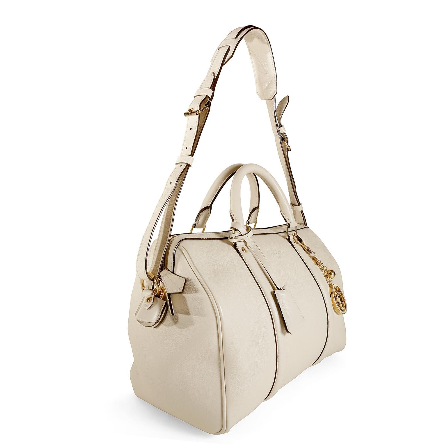 Louis Vuitton Ivory Leather Sophia Coppola SC Bag-  excellent condition, possibly never carried
Perfect for every day, the simple silhouette is roomy and offers an optional shoulder strap.    
Textured ivory leather Speedy inspired top handle bag