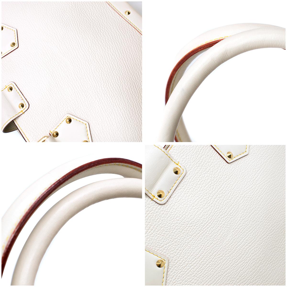 Beige Louis Vuitton Ivory Leather Suhali Le Fabuleux Gold-Studded Bag