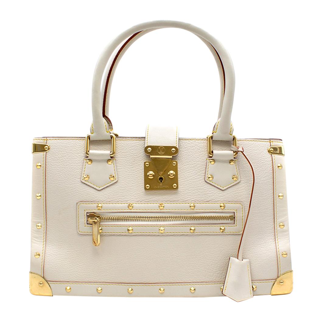 Louis Vuitton Ivory Leather Suhali Le Fabuleux Gold-Studded Bag at 1stDibs