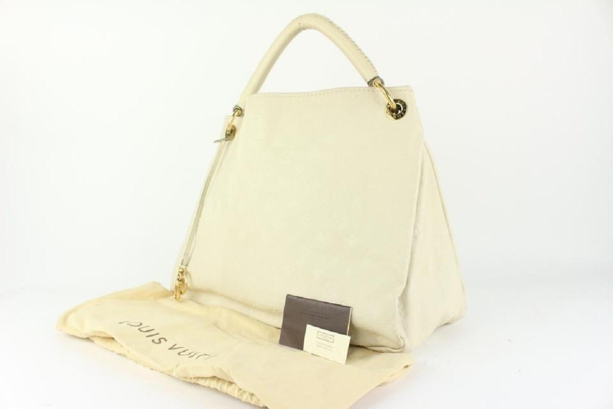 Women's Louis Vuitton Ivory Neige Monogram Empreinte Artsy MM Hobo Braided Bag 93lv91