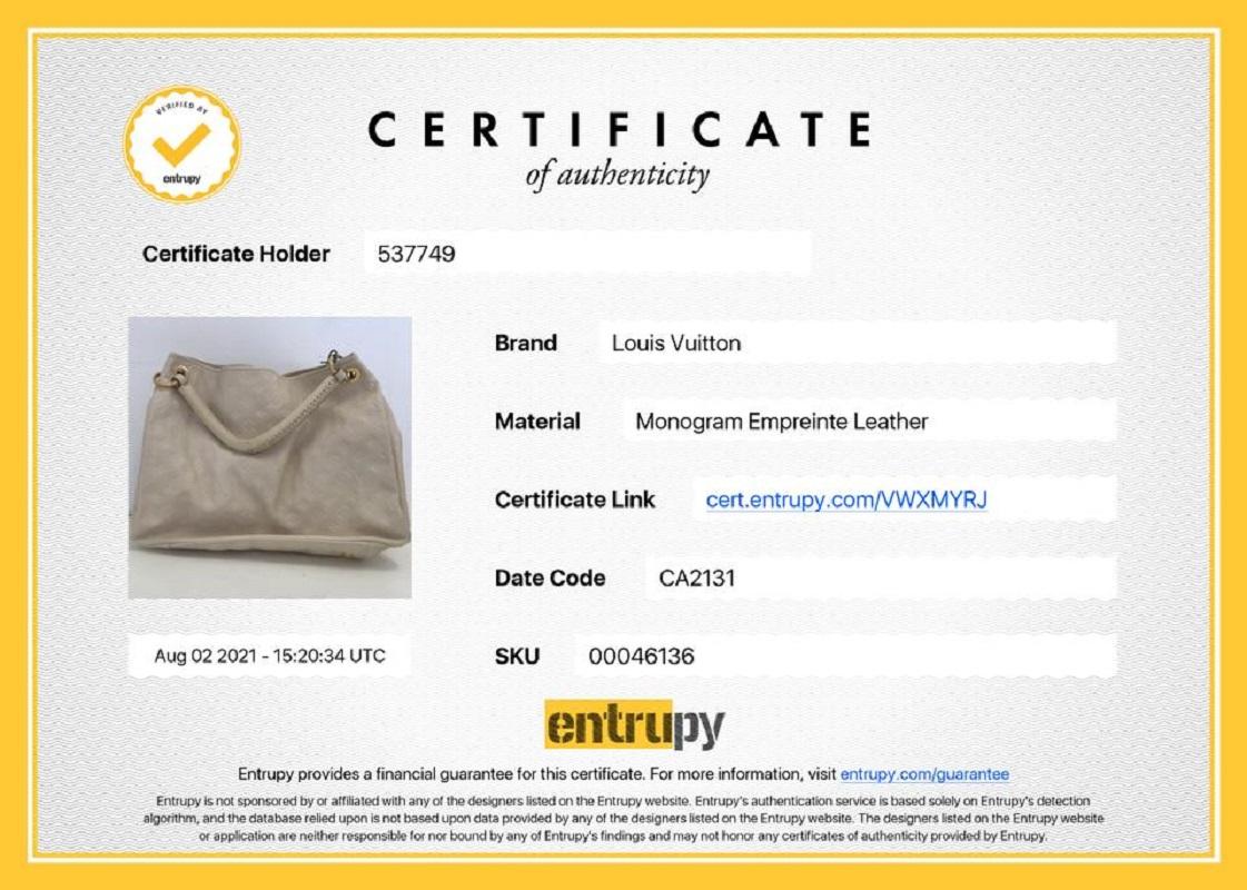 Louis Vuitton Ivory Neige Monogram Empreinte Artsy MM Hobo Braided Bag 93lv91 1
