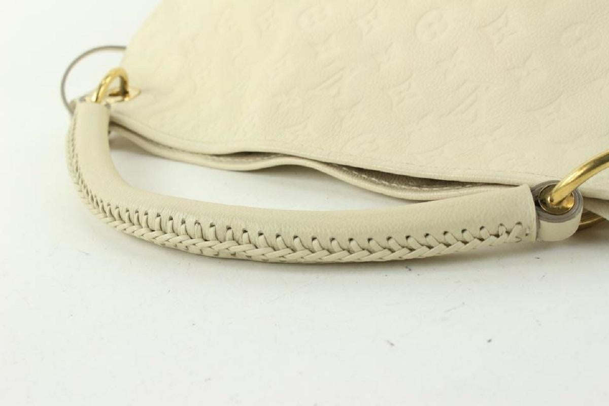 White Louis Vuitton Ivory Neige Monogram Empreinte Leather Artsy MM Hobo Bag For Sale