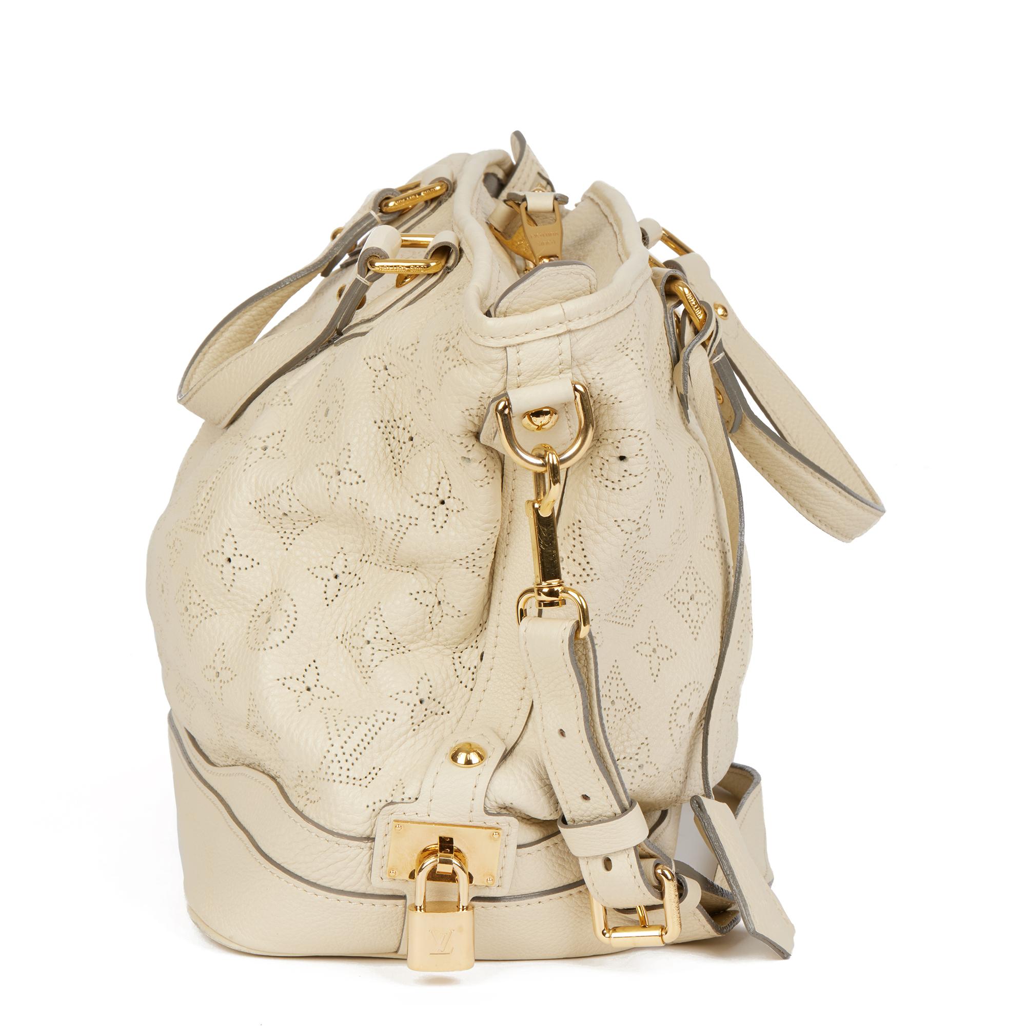 Beige LOUIS VUITTON Ivory Perforated Mahina Leather Stellar PM