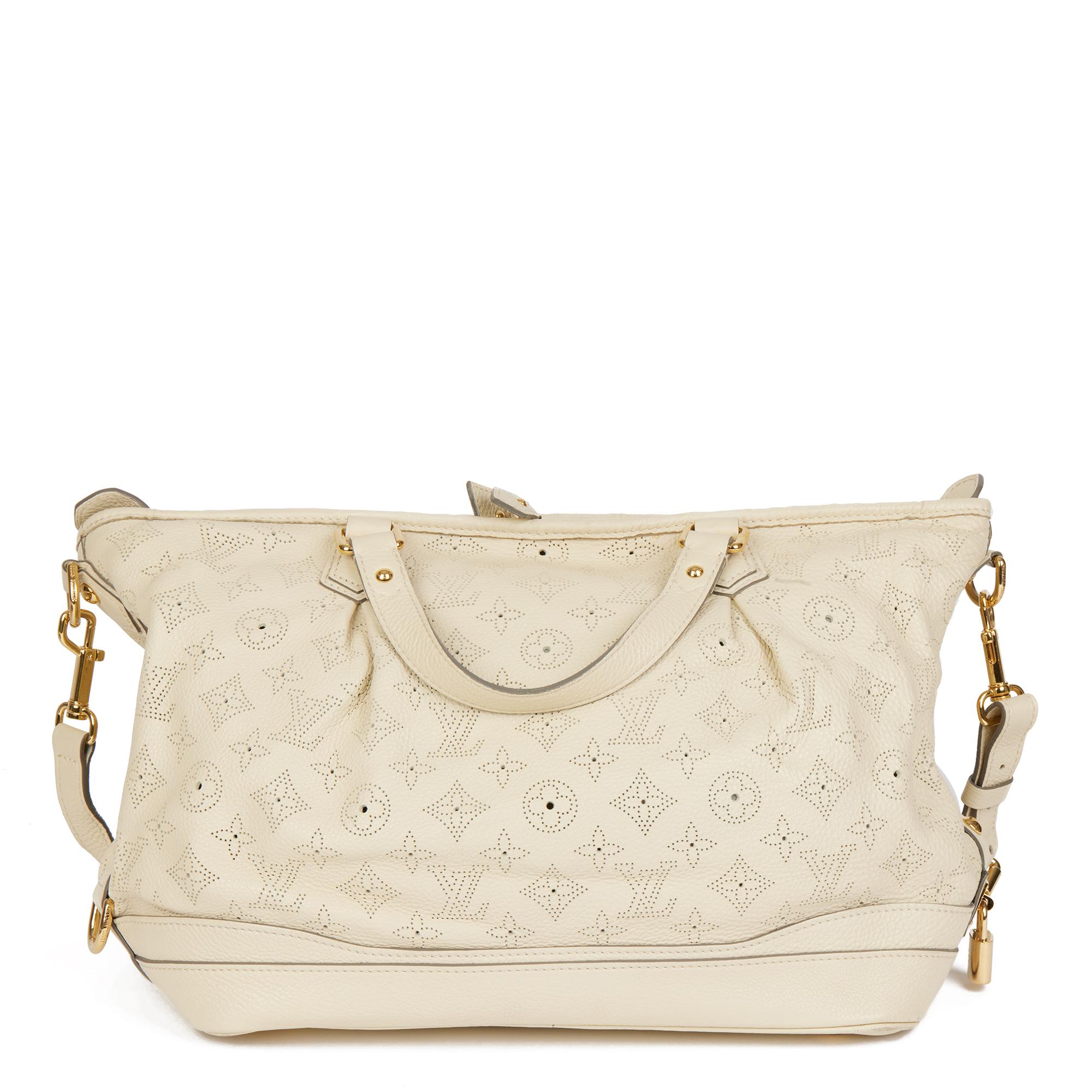 LOUIS VUITTON Ivory Perforated Mahina Leather Stellar PM In Good Condition In Bishop's Stortford, Hertfordshire