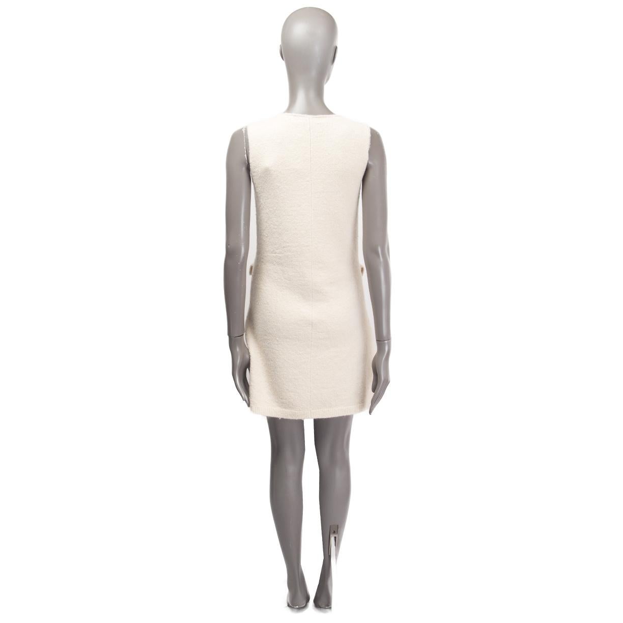 Women's LOUIS VUITTON ivory silk blend SLEEVELESS ZIP FRONT KNIT Dress M