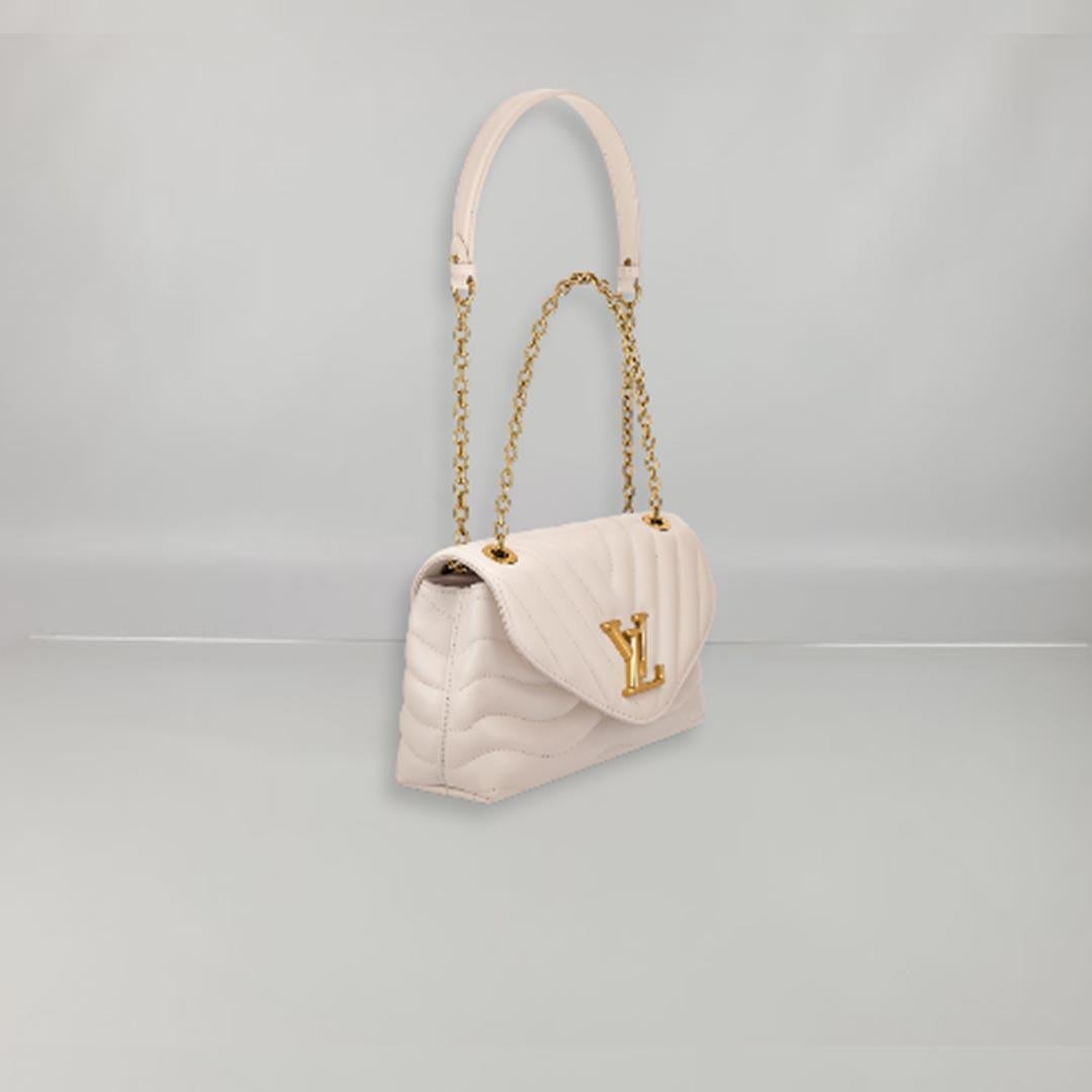 White Lv Bag With Gold Chain