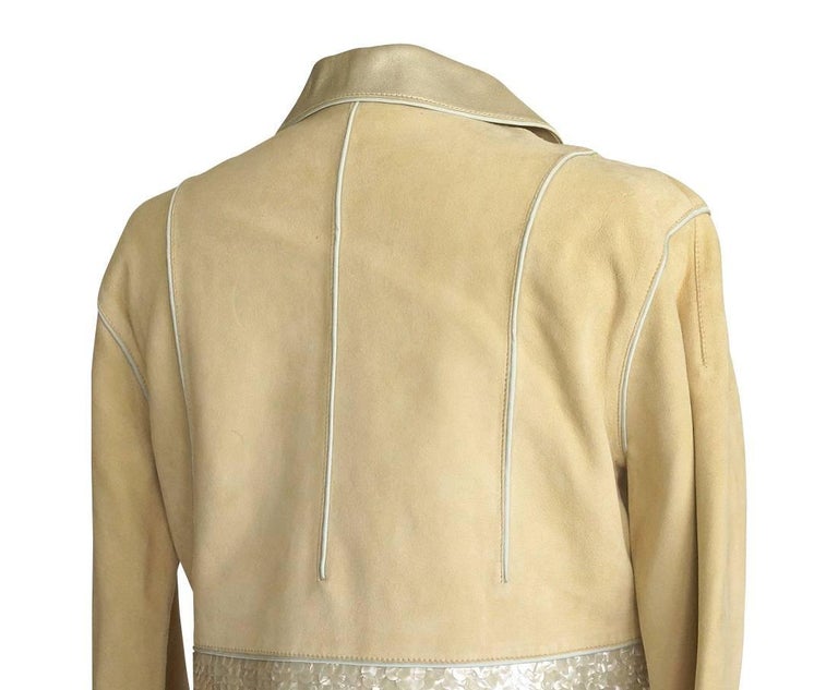 Louis Vuitton Jacket Adorned Suede Paillettes Gold Leather Collar