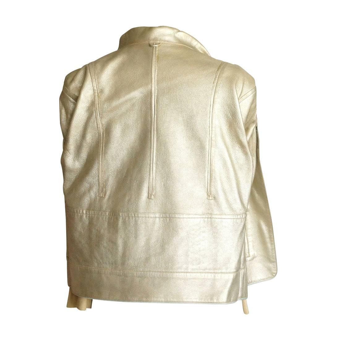 Louis Vuitton Jacket Adorned Suede Paillettes Gold Leather Collar Lining 34 /4   For Sale 2