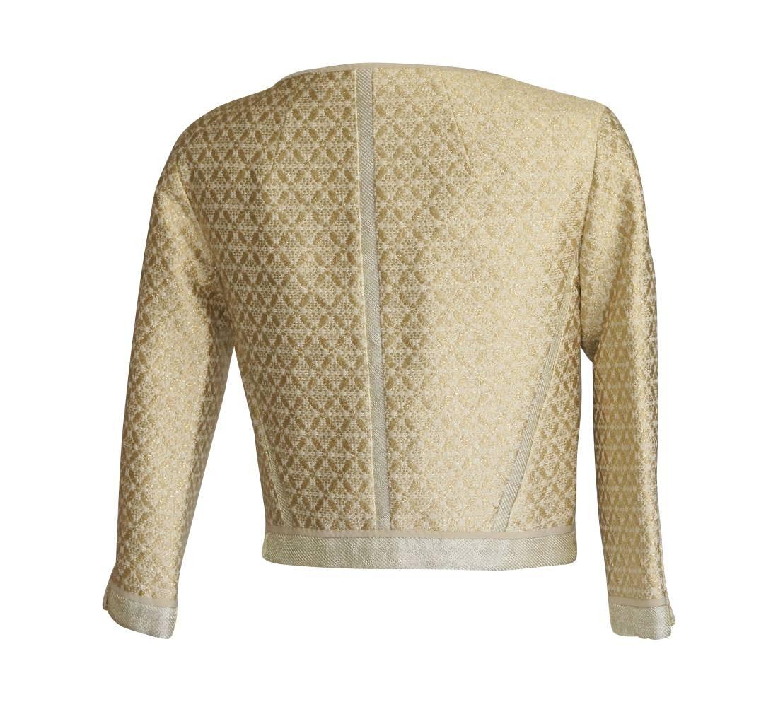 Louis Vuitton Jacket Gold Brocade Beautiful Fabric and Details 34 / 4  In Excellent Condition For Sale In Miami, FL