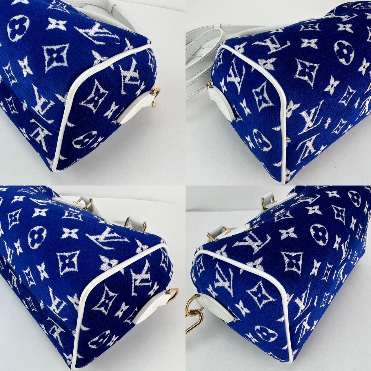 Louis Vuitton Jacqard Velvet Speedy 20 Bandouliere Blue Crossbody Bag In Excellent Condition For Sale In Freehold, NJ