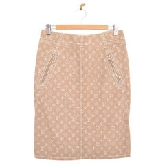 Louis Vuitton Jacquard Monogram Cream Y2K Pencil Skirt